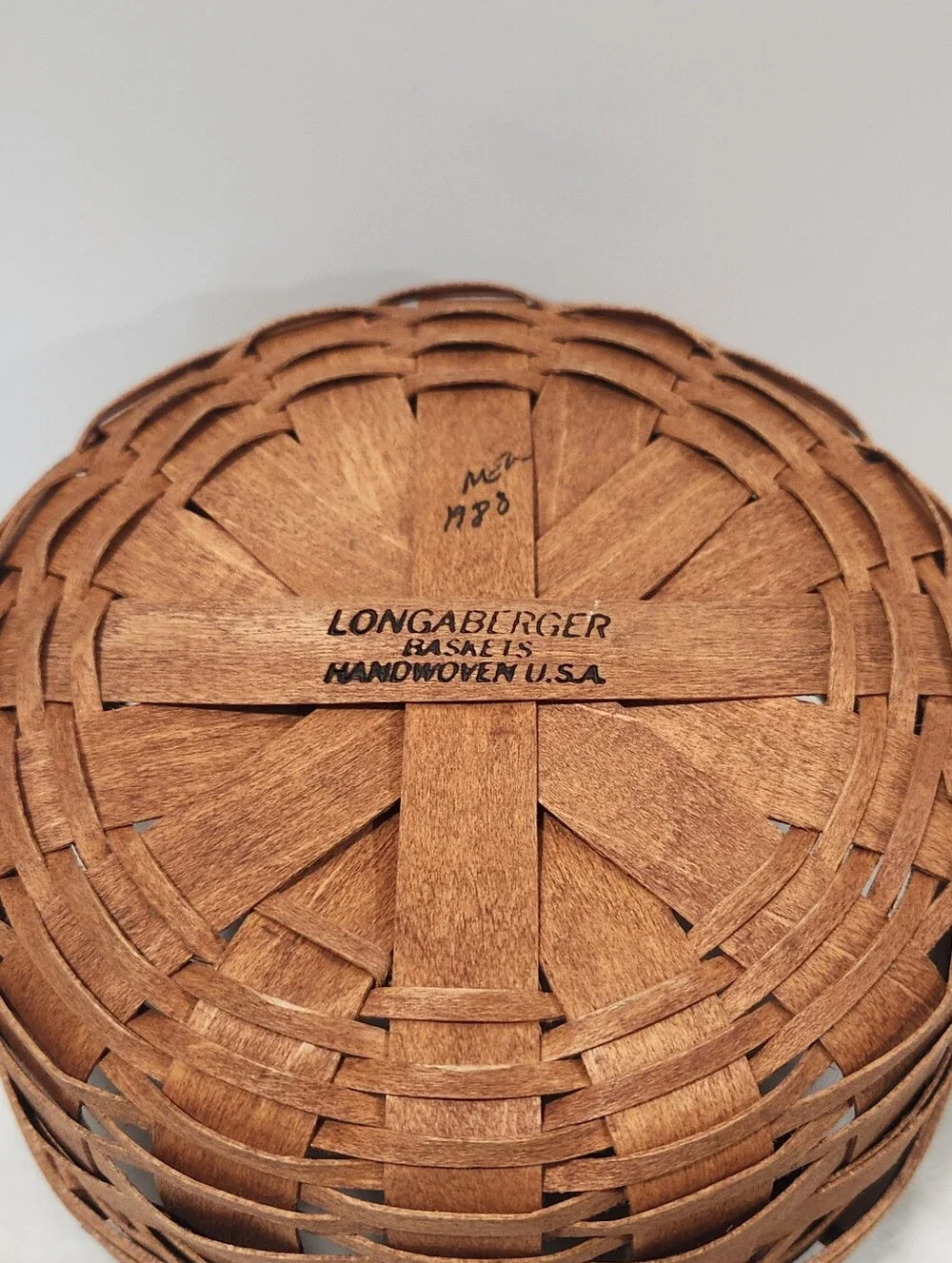 Longaberger Vintage VTG Handwoven Round Button Basket